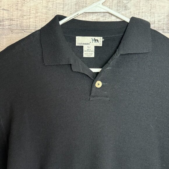 I Levrieri Merino Wool Sweater Mens Large Black Hiking Outdoors Made in Italy - Picture 3 of 8